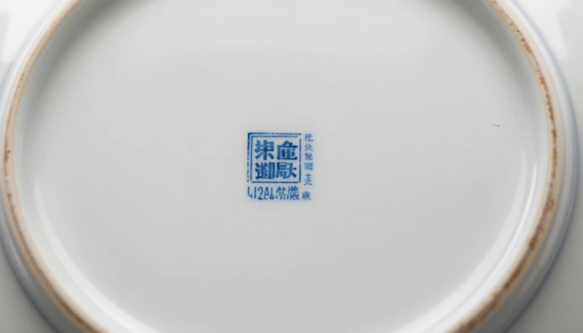 Reverso de pieza de porcelana con marca del fabricante